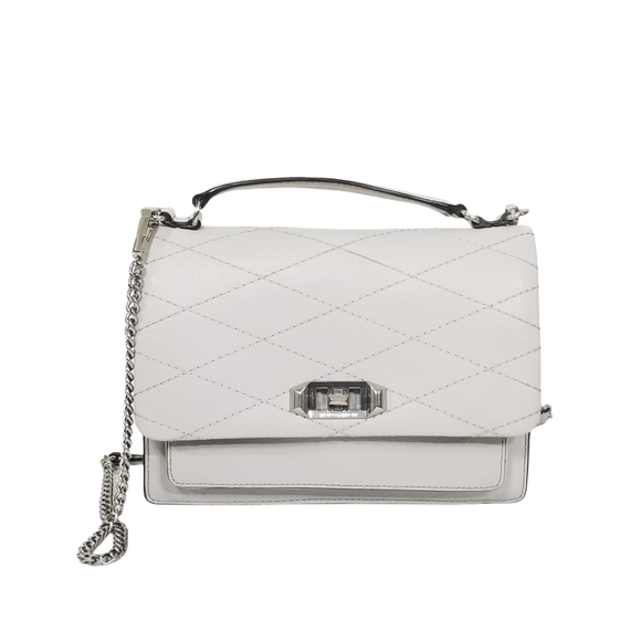 REBECCA MINKOFF Je t'aime Convertible Leather‎ Crossbody Bag in the color Putty